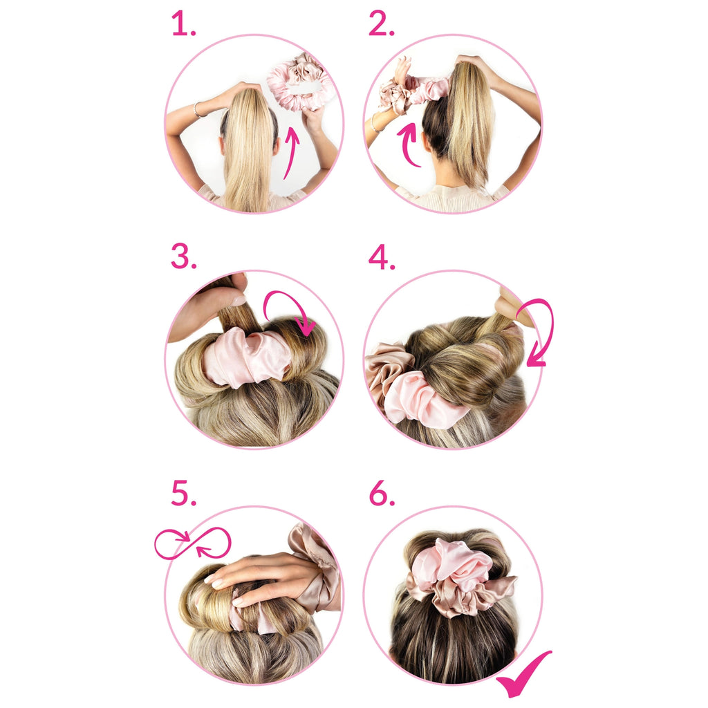 Värmefri lock-scrunchie i rosa och nude