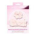 Brushworks mjukrosa sminkhårband och mikrofiberscrunchie-set i förpackning